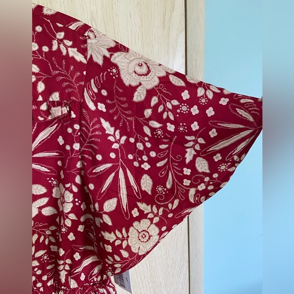 MASALA Burgundy Floral Bohemian Butterfly Sleeve Dress NWT Sz XL - Picture 12 of 13